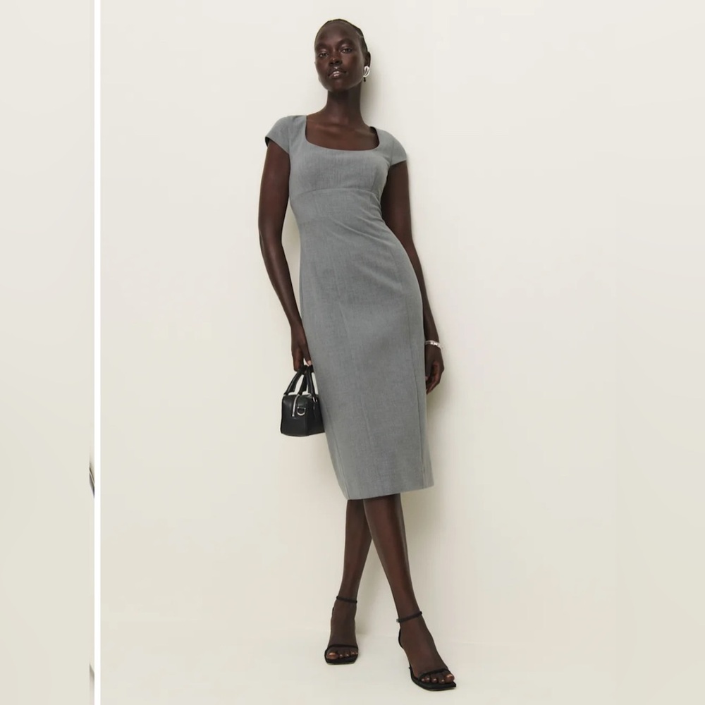 NWOT Reformation Coco Gray Midi Dress in Charcoal Size 6 Career Office